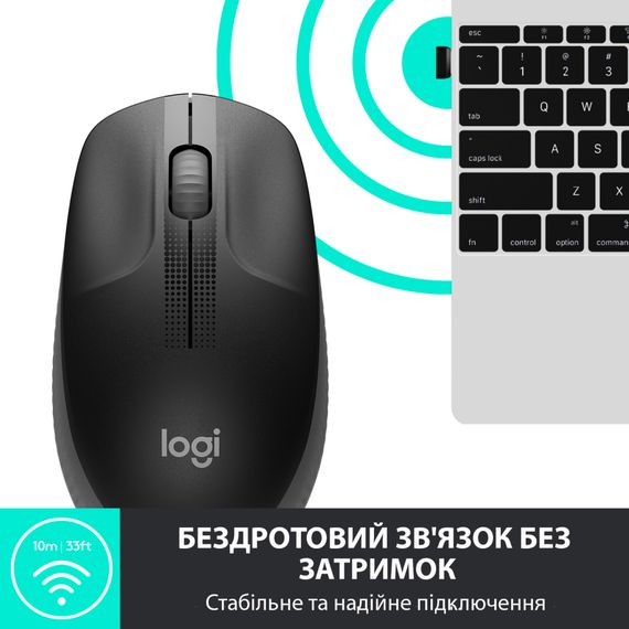Миша Logitech M190 Full-size wireless mouse Charcoal | Зображення 3