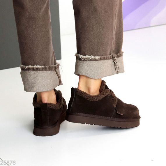 Молодежные дизайнерские зимние автоледи натуралки на липучке цвет Шоколад | Зображення 2