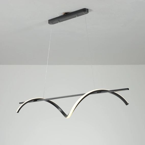 Люстра світлодіодна підвісна LED світильник для квартири на стелю лед 27073 Чорний 30-160х10х100 см. | Зображення 9