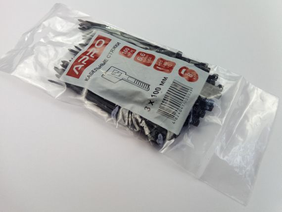 Хомут пластиковий APRO 100х3 (100 шт. в уп.) чорний, 1 ПАКОВКА (CT-B3100) | Зображення 2