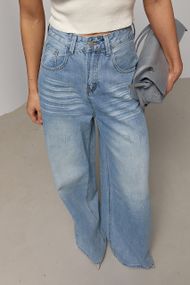 Джинси Palazzo з потертостями - блакитний цвет, L (є розміри)