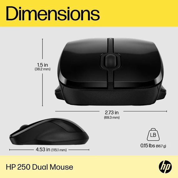 Мишка HP 250 Dual Wireless/Bluetooth Black (6V2J7AA) | Зображення 4