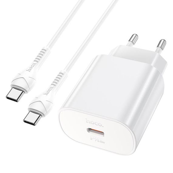 МЗП Hoco N22 Jetta PD25W (1USB-C) + кабель Type-C to Type-C Білий | Зображення 3