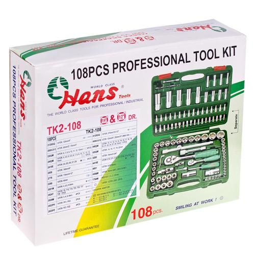 Набір торц. головок 1/4"DR4-14мм та 1/2"DR10-32 мм,108 предм(12 г) HANS | Зображення 7