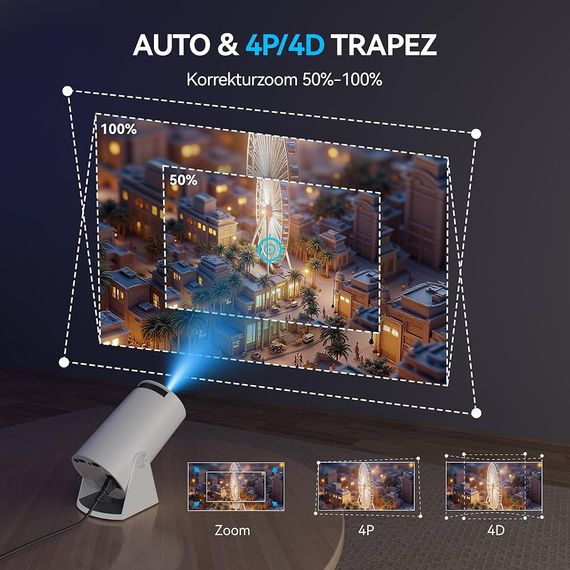 Мини-проектор Aubor Mentech с Wi-Fi и Bluetooth, портативный проектор 180°, поддержка 1080P, проектор с Androi | Зображення 6