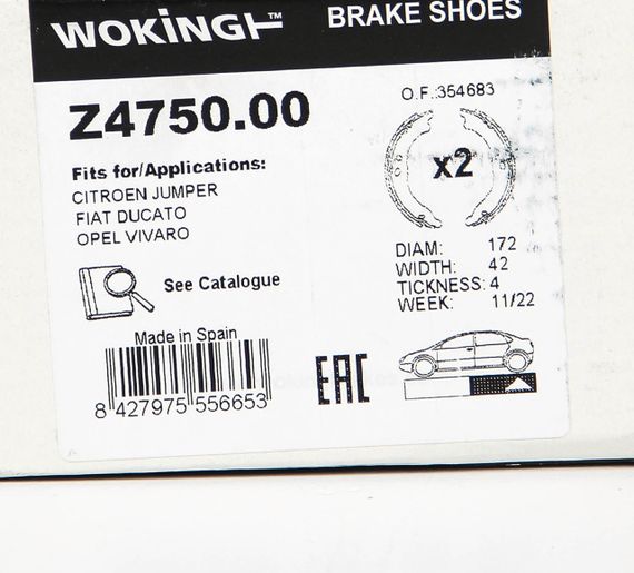Гальмівні колодки ducato/boxer 06-, WOKING (Z475000) | Зображення 1