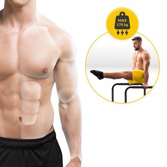 Бруси для віджимань (паралетси) 4FIZJO 80-90 см підлогові, розбірні Black (P-5905973404600) | Зображення 1