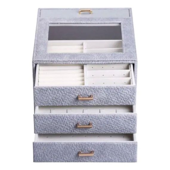 Скринька для прикрас з еко шкіри 3 яруси органайзер для ювелірних виробів HP-5-16G | Зображення 1