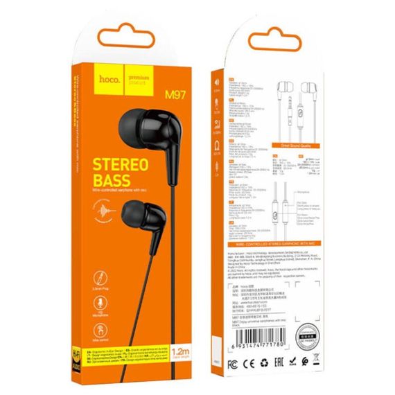 Навушники HOCO M97 Enjoy universal earphones with mic Black | Зображення 4