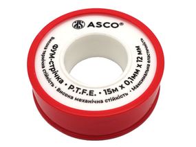 Фум-стрічка 12mm×0.1mm×15м (0.2g/cm3) ASCO Turkey 10/500