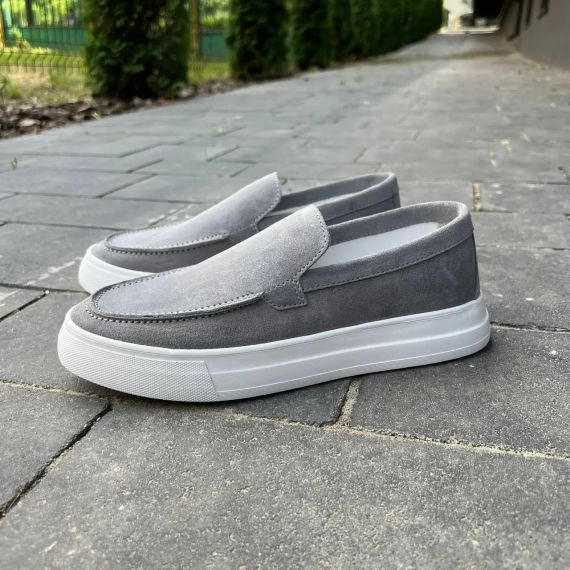 Чоловічі сірі лофери з натурального замшу 44 розмір | Зображення 8