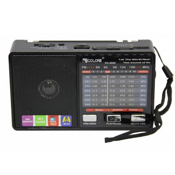 Радио GOLON RX-8866 цифровой портативный радиоприемник с фонариком функцией PowerBank | Зображення 3