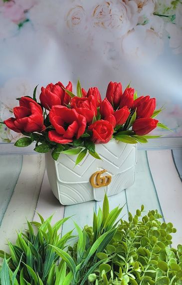 Мило ручної роботи Букет тюльпани в сумці