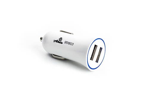 Автомобильное зарядное устройство 2 USB (12/24V - 5V 2,1A) белый 12 Atelie