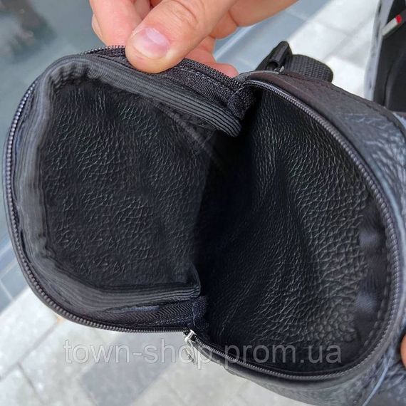 Сумка из натуральной кожи, слинг мужской черный, барсетка, кросс боди | Зображення 9
