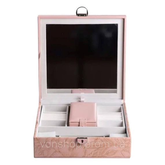 Скринька для прикрас з еко шкіри 2 яруси із замком органайзер для ювелірних виробів HP-5-22P