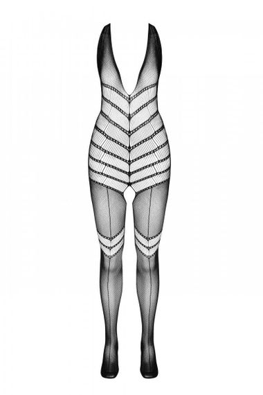 Бодістокінг з плетінням на животику Passion BS100 One Size, black, декоративний шов, з доступом sexstyle | Зображення 2