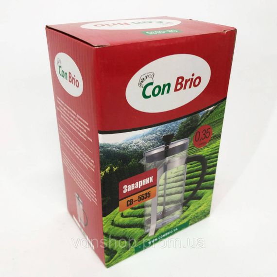 Скляний чайник з фільтром для заварювання чаю Con Brio CB-5535 350 мл, Заварник для чаю з пресом PV-55 | Зображення 5