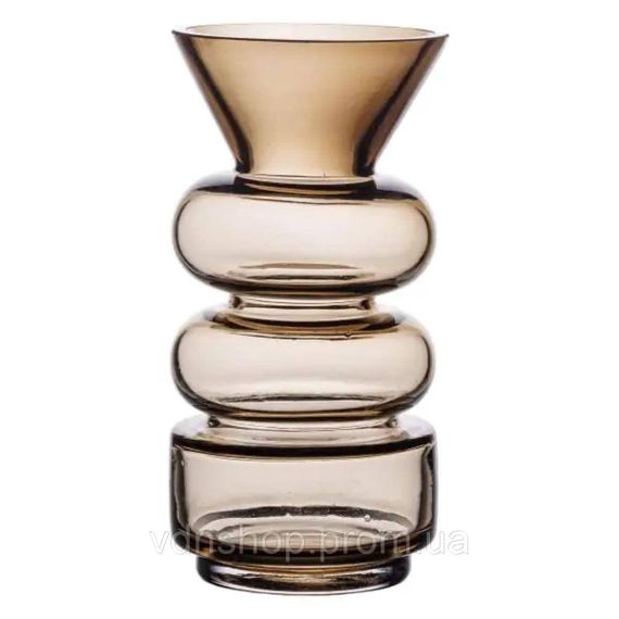 Ваза для квітів скло 18 см декоративна ваза прозора для декору 650 мл Коричнева HP-10-15 | Зображення 1