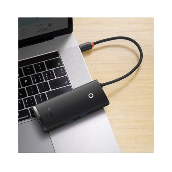 USB-Hub Baseus Lite Series 6-Port Type-C HUB Docking Station (Type-C to HDMI+USB3.0*2+Type-C Data+SD/TF) Black | Зображення 3