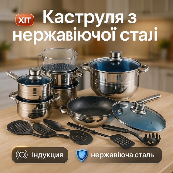Набір практичних каструль, Набір каструль для електроплити зі сталі EO-88