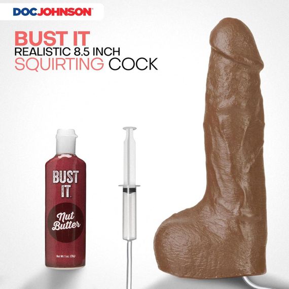 Фалоімітатор, що кінчає Doc Johnson The Realistic Cock ULTRASKYN - Squirting 9,5 Inch Caramel Sex Aura | Зображення 1