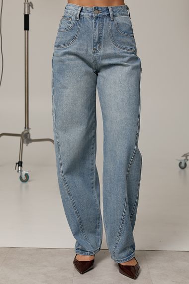 Джинси Baggy з декоративними швами - блакитний цвет, S (є розміри)