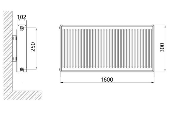 Радіатор сталевий Thermo Alliance IMAS 22 тип 300x1600 мм нижнє підключення (TAI223001600V) | Зображення 1