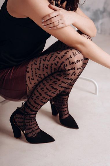 Колготки LAIS Collant с надписью «he loves me», Omero, Italy, черные S, M, L | Зображення 5