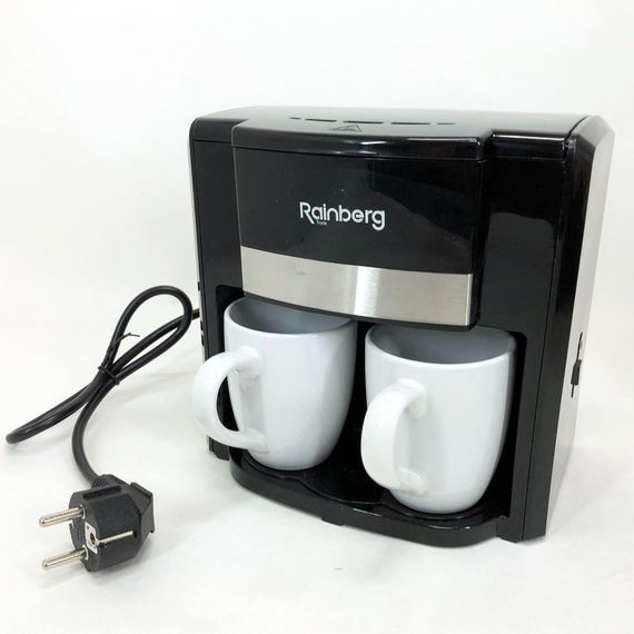 Кавоварка краплинна Rainberg RB-613 (0,3 л, 500 Вт) з двома керамічними чашками, маленька кофемашина | Зображення 7