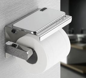 Держатель туалетной бумаги Primo TP01 металлический с полкой - Silver