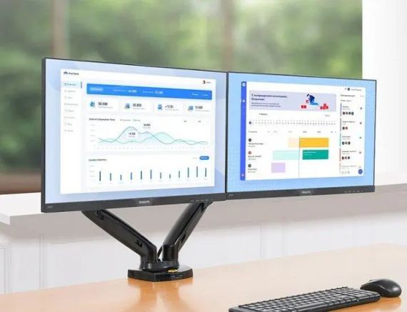 Настольное крепление для двух мониторов (кронштейн) 17"-30" NB F160 | Зображення 6