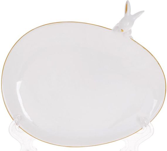 Блюдо сервировочное Bunny White-Gold диаметр 17см ceramic | Зображення 1
