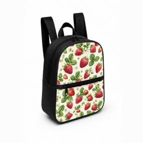 Детский мини-рюкзак черный с принтом Клубничка для девочки 28×24×10 см мини-сумка детская (5411)
