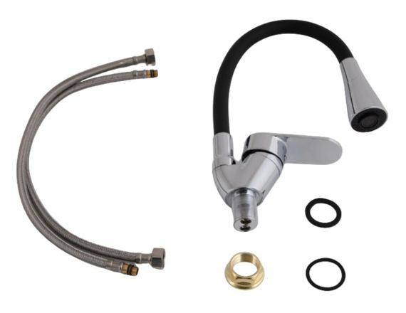 Змішувач для кухні Lidz Tani 008F3 з гнучким виливом (k40) Black / Chrome LDTAN008F3BCR39484 | Зображення 2