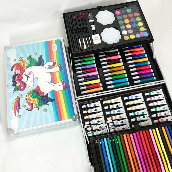 Чемодан с карандашами и фломастерами Единорог, Набор для детского художественного труда DS-69 | Зображення 8