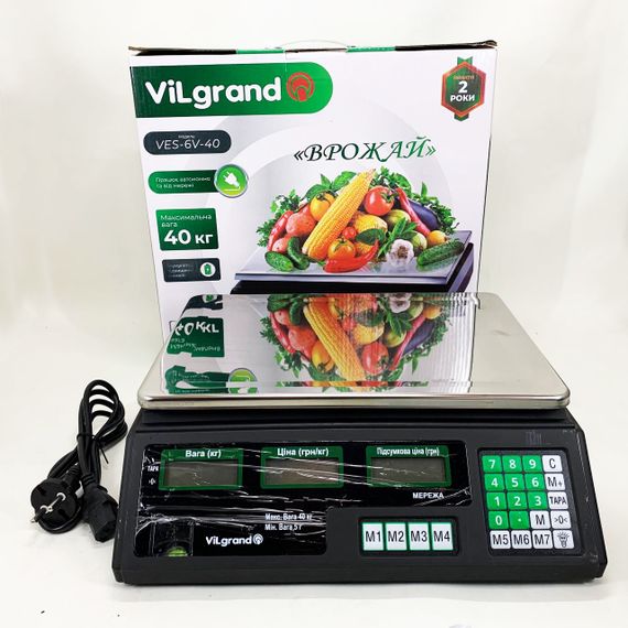 Ваги електронні торгові цифрові ViLgrand VES-6V-40 40 кг, Ваги для торгівлі 50 кг з дисплеєм RA-69 | Зображення 3