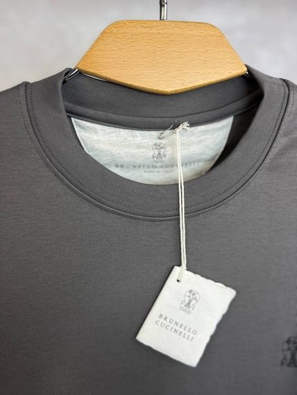 Футболка сіра Brunello Cucinelli Classic Logo Gray f695 | Зображення 4