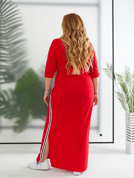 Женское спортивное платье длинное с разрезами MN141 цвет красный, размер 46/48 | Зображення 5