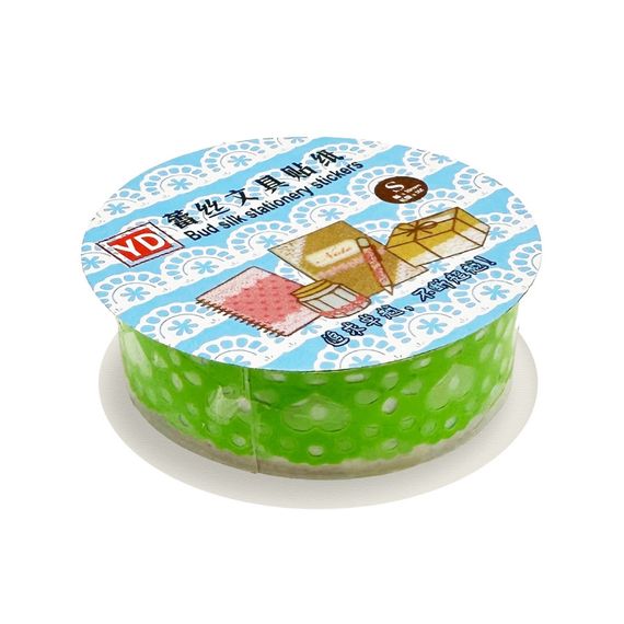 Скотч декоративный с орнаментом "Сердце" №63(Green) 1,8 см х 1 м