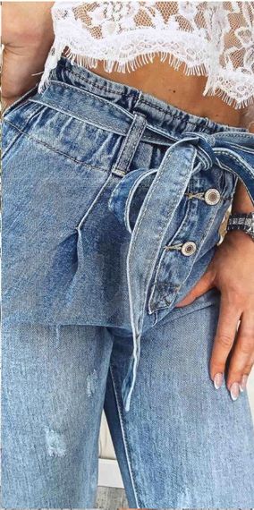 Джинси жіночі jeans мом з царапками весняний коттоновый 27, 28, 29, 30 розміри DM-3679 Блакитний | Зображення 2