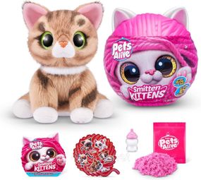 Інтерактивна Смугастий кіт Джинджер М'яка іграшка Грайливі кошенята Оригінал Pets Alive Smitten Kittens Ginger
