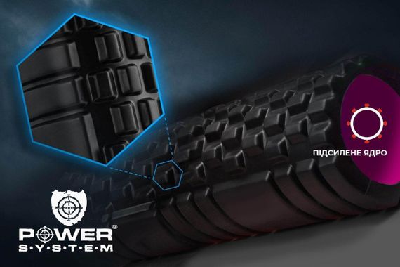 Масажний ролик (роллер) Power System PS-4050 Fitness Foam Roller Black/Pink (33x15см.) | Зображення 1