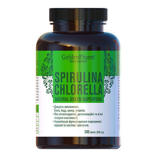Спіруліна+Хлорела (Spirulina+Chlorella) таблетки, №200