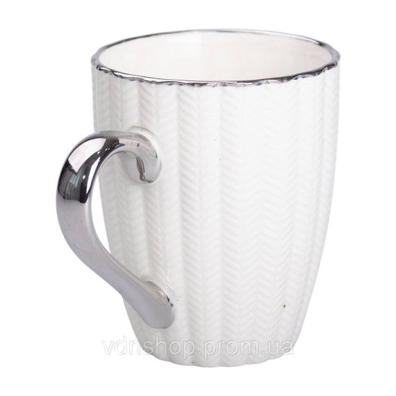 Чашка порцелянова 400 (мл) зі сріблястим обідком та ручкою Бежева RX-N231315BE | Зображення 1