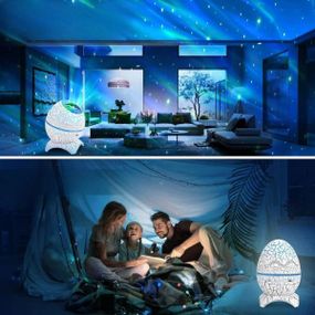 Ночник-проектор з колонкою та мелодіями для сну Яйце Динозавра Білий