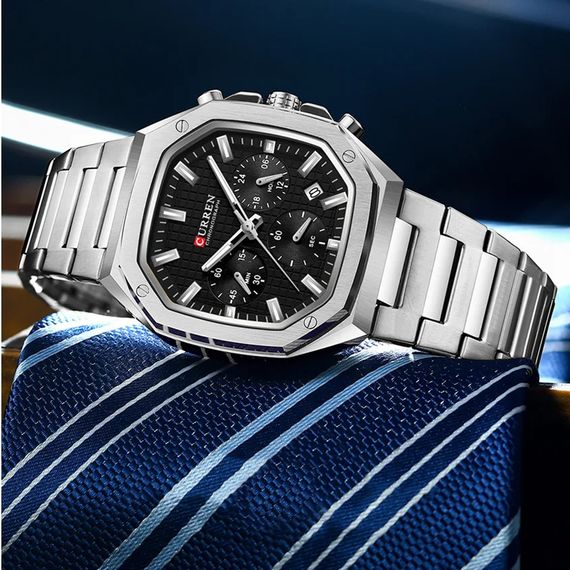 Чоловічий годинник Curren 8459 Silver-Black | Зображення 1