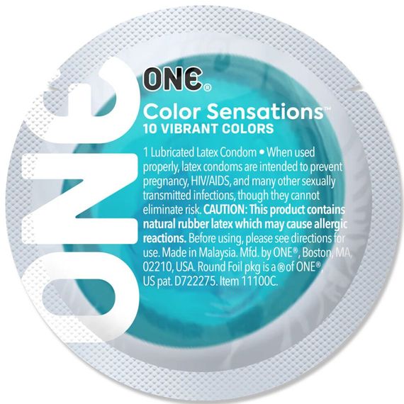 Презерватив ONE Color Sensations Catch the perfect ONE, 1 шт, бірюзовий, гладенький, зі змазкою | Зображення 1