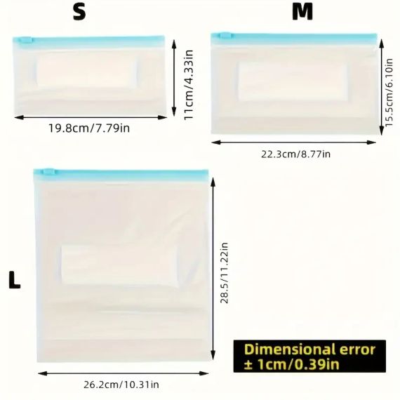 Пакети для зберігання продуктів із слайд блокуванням, багаторазові герметичні стійкі до Запаху, 45 шт. | Зображення 4