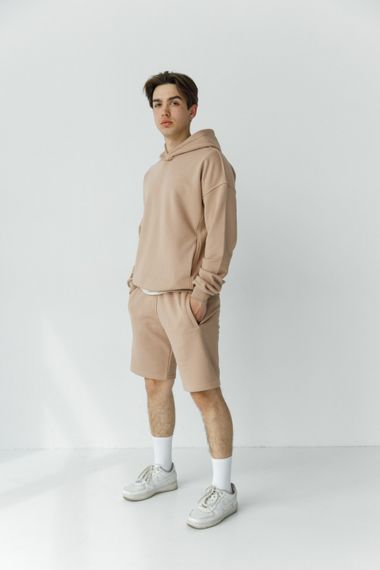 Чоловічий костюм худі з шортами колір мокко р.XL 438377